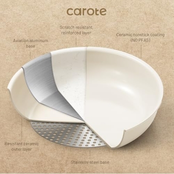 CAROTE 15pcs Ceramic Non Stick Cookware Set for RVs