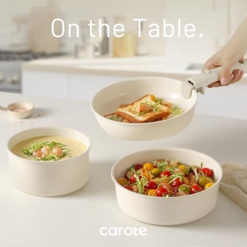 CAROTE 15pcs Ceramic Non Stick Cookware Set for RVs