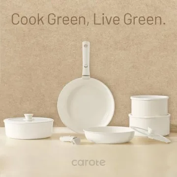 CAROTE 15pcs Ceramic Non Stick Cookware Set for RVs