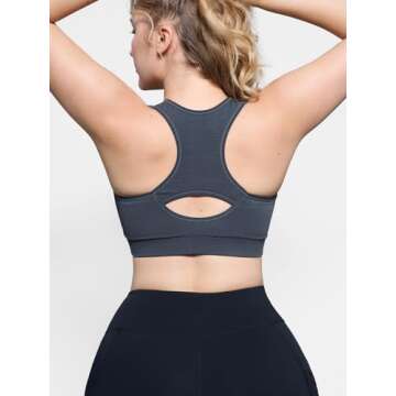 Fittin Womens Padded Sports Bras Wire Free with Removable Pads Grey ,Medium, Pack of 3