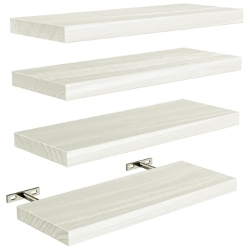 AMADA HOMEFURNISHING Floating Shelves, Paulownia Wood Wall Shelves for Bathroom/Living Room/Bedroom/...