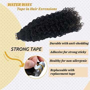 Water Wave Tape in Human Hair Extension for Black Women - 9A Brazilian Human Hair
