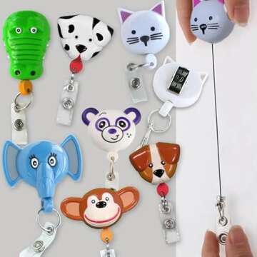 Pedia Pals Pack-3 Purple Panda Pediatric Badge Reels Retractable – Adorable Cute Designs for Healthcare Professionals, Durable & Latex-Free, 26 inches Universal Animal Badge Reel for Nurses & Doctors