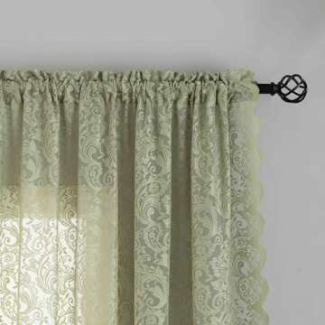 Elegant Sage Green Lace Curtains for Boho Decor