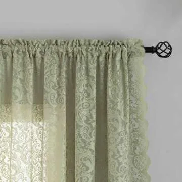 Elegant Sage Green Lace Curtains for Boho Decor