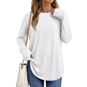 AUTOMET Womens Long Sleeve Shirts Crew Neck Casual Tshirts Fall Fashion Tops Loose Fit Lightweight Y...