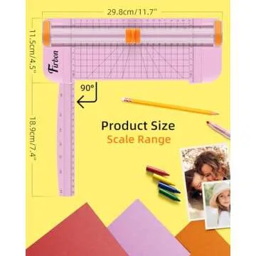 Firbon Pink A5 Paper Cutter, Straight Small Paper Trimmer with Side Ruler for Scrapbooking Craft, Paper, Coupon, Label, Cardstock