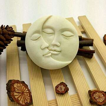 Newmemo Sun & Moon Silicone Soap Molds 2pcs Crescent Moon Face Silicone Soap Mold Craft Art Molds fo...