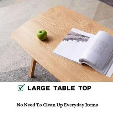 Grewood Wood Coffee Table - 2-Tier Oak Coffee Table - Modern Center Coffee Table with Storage Shelf for Living Room, Apartment, and Office