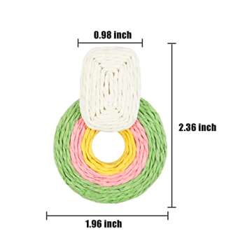 Dodocatie Dangle Rattan Earrings Jewelry for Women, Boho Statement Handmade Unique Summer Tropical S...