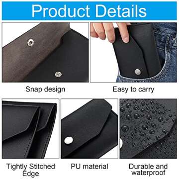 Chinco 2 Pieces Cash Envelope Wallet Cash Wallet Envelope System Leather Envelope Reusable Budget Envelope Money Envelopes for Cash Waterproof System Envelopes, Budgeting, Check, PU Leather (Black)