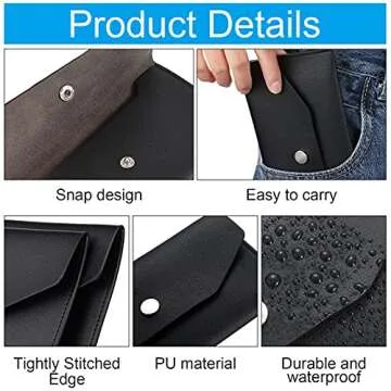 Chinco 2 Pieces Cash Envelope Wallet Cash Wallet Envelope System Leather Envelope Reusable Budget Envelope Money Envelopes for Cash Waterproof System Envelopes, Budgeting, Check, PU Leather (Black)