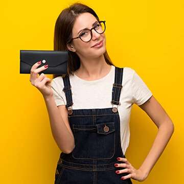 Chinco 2 Pieces Cash Envelope Wallet Cash Wallet Envelope System Leather Envelope Reusable Budget Envelope Money Envelopes for Cash Waterproof System Envelopes, Budgeting, Check, PU Leather (Black)