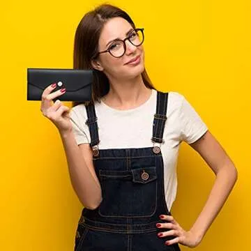 Chinco 2 Pieces Cash Envelope Wallet Cash Wallet Envelope System Leather Envelope Reusable Budget Envelope Money Envelopes for Cash Waterproof System Envelopes, Budgeting, Check, PU Leather (Black)