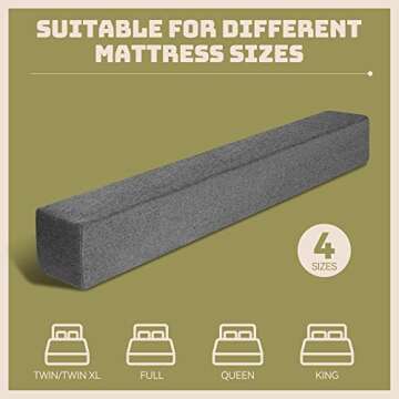 DEEPSHARK Bed Gap Filler for Twin/Twin XL Mattress, High-Density 45D Sponge, Removable and Washable Cover, Mattress Extender Filler for Headboard Gap, Bed Space Crack, Wall(39"×4"×8", Twin/Twin XL)