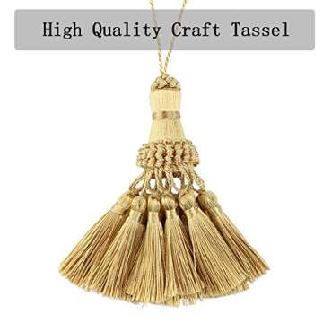 BEL AVENIR Set of 4 Tassel for Craft Elegant Polyester Tassels for Pillow Key Tassel DIY Accessories for Curtain and Home Decor- Golden