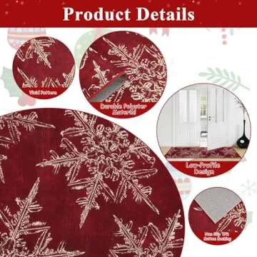 U'Artlines Christmas Hallway Runner Rug, 2x6ft Red Laundry Room Rug Runner Non Slip Washable Snowflake Entryway Runner Rug Runner Carpet for Home Kitchen Decor