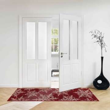 U'Artlines Christmas Hallway Runner Rug, 2x6ft Red Laundry Room Rug Runner Non Slip Washable Snowflake Entryway Runner Rug Runner Carpet for Home Kitchen Decor