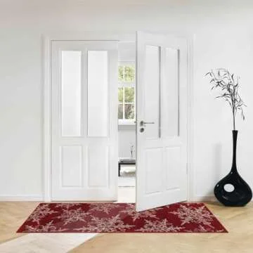 U'Artlines Christmas Hallway Runner Rug, 2x6ft Red Laundry Room Rug Runner Non Slip Washable Snowflake Entryway Runner Rug Runner Carpet for Home Kitchen Decor