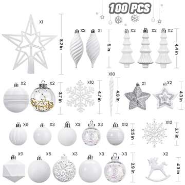 Buy SHareconn 100pcs Christmas Tree Ornament Set for Holiday Decor