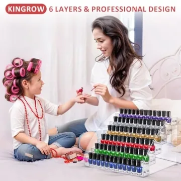 KINGROW 6-Layer Acrylic Nail Polish Organizer Rack