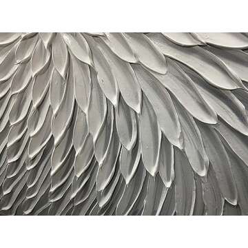 AMEI Art, 24X48 Inch Hand Painted Acrylic Wall Art Modern Artwork Art Wood Inside Framed Hanging Wall Decoration Textured Abstract Floral Oil Paintings (Elegant Gray)