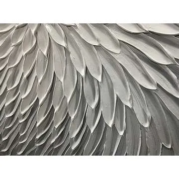 AMEI Art, 24X48 Inch Hand Painted Acrylic Wall Art Modern Artwork Art Wood Inside Framed Hanging Wall Decoration Textured Abstract Floral Oil Paintings (Elegant Gray)