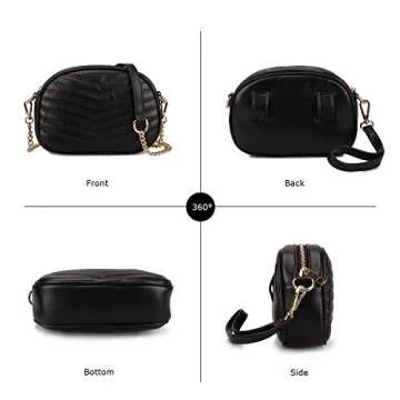 3 in 1 Fashion Waist Bags for Women Stylish Shoulder Purses with Chain Strap Small Ladies Fanny Packs Versatile Belt Bag for Teen Clutch Purse Black