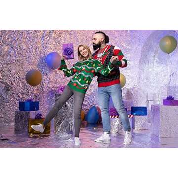 LED Ugly Christmas Sweater for Men, Unisex Women Xmas Pullover with Light for Party Festive 21007 X-Large
