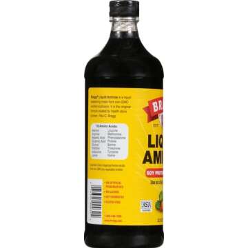 Bragg Liquid Aminos All-Purpose Seasoning - 32 fl oz - Gluten-Free Soy Sauce Substitute - Perfect for Stir-Fries and Cooking at Home