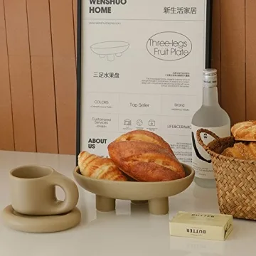 Stylish WENSHUO Three-Legs Ceramic Fruit Bowl for Kitchen