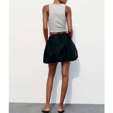 Women Y2K Bubble Skirt High Waist Ruffle Hem A Line Pleated Mini Short Skirt Teen Girls Puffy Short Skirts Streetwear(A Line Black,M)