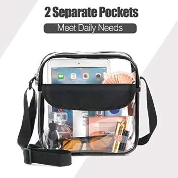 MoKo Clear Bag Stadium Approved for Women, Crossbody Bag Purse Shoulder Bags with Front Pocket and Adjustable Strap for Concerts Festival Sports Events, Clear
