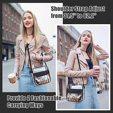MoKo Clear Bag Stadium Approved for Women, Crossbody Bag Purse Shoulder Bags with Front Pocket and Adjustable Strap for Concerts Festival Sports Events, Clear