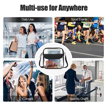 MoKo Clear Bag Stadium Approved for Women, Crossbody Bag Purse Shoulder Bags with Front Pocket and Adjustable Strap for Concerts Festival Sports Events, Clear