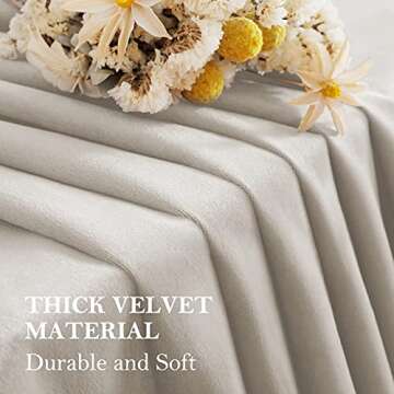 HOMEIDEAS Beige Full Blackout Velvet Curtains,52 X 84 Inch Ivory Room Darkening Thermal Insulated Gr...