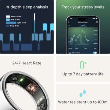 Oura Ring Gen3 Horizon - Silver - Size 12 - Smart Ring - Size First with Oura Ring Gen3 Sizing Kit - Sleep Tracking Wearable - Heart Rate - Fitness Tracker - 5-7 Days Battery Life