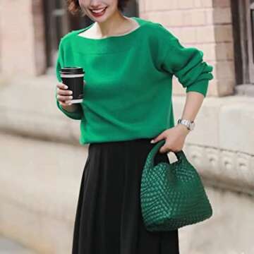 Handmade Woven Shoulder Bags for Women Cute Hobo Tote Handbag Mini Clutch Purse with Magnetic Buckle...