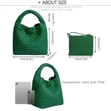 Handmade Woven Shoulder Bags for Women Cute Hobo Tote Handbag Mini Clutch Purse with Magnetic Buckle Crossbody Phone Bag (Forest green)