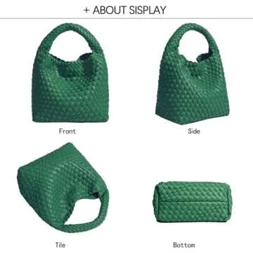 Handmade Woven Shoulder Bags for Women Cute Hobo Tote Handbag Mini Clutch Purse with Magnetic Buckle Crossbody Phone Bag (Forest green)