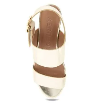 AEROSOLES Gold Metallic Platform Heeled Sandal