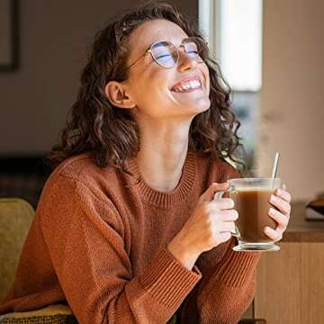 Mfacoy Glass Coffee Mugs Set of 4, Clear Large Coffee Mug 15 Oz With Handles for Hot Beverages, Clear Mugs for Tea, Cappuccino, Latte, Espresso Coffee, Juice, Glass Coffee Cups