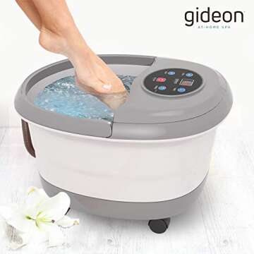 Gideon Luxury Therapeutic Heated Foot Spa Bath Massager with Lights and Bubbles, Blue, 1 Count