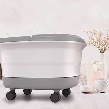 Gideon Luxury Therapeutic Heated Foot Spa Bath Massager with Lights and Bubbles, Blue, 1 Count