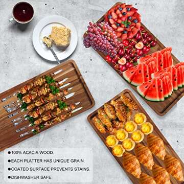 3 Tier Dessert Display Stand, Cupcake Stand & Towers Serving Tray Set, Portable Foldable Food Display Stand, Tiered Chees Charcuterie Boards, Acacia Wood Trays, for Outdoor, Party, Picnic, Dinner