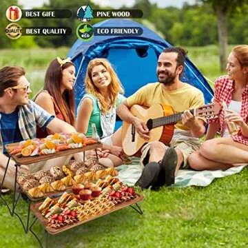 3 Tier Dessert Display Stand, Cupcake Stand & Towers Serving Tray Set, Portable Foldable Food Display Stand, Tiered Chees Charcuterie Boards, Acacia Wood Trays, for Outdoor, Party, Picnic, Dinner
