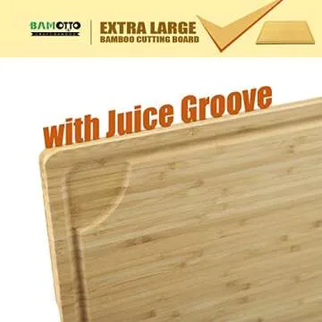 Extra Large 100% Organic Bamboo Cutting Board, 24x18 Inch Butcher Block Chopping/Carving Board with Handle and Juice Groove for Turkey, Meat, Vegetables, BBQ (XXL, 24" x 18"）