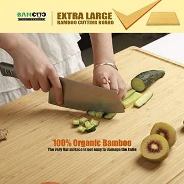 Extra Large 100% Organic Bamboo Cutting Board, 24x18 Inch Butcher Block Chopping/Carving Board with Handle and Juice Groove for Turkey, Meat, Vegetables, BBQ (XXL, 24" x 18"）