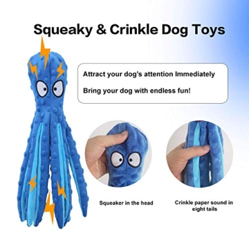 Durable Octopus Dog Toys with Crinkle Sound for All Dogs
