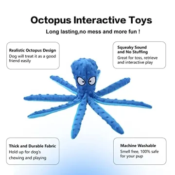 Durable Octopus Dog Toys with Crinkle Sound for All Dogs